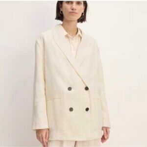 Everlane | New The Linen double breasted blazer/jacket Women’s size 14/16 Bone